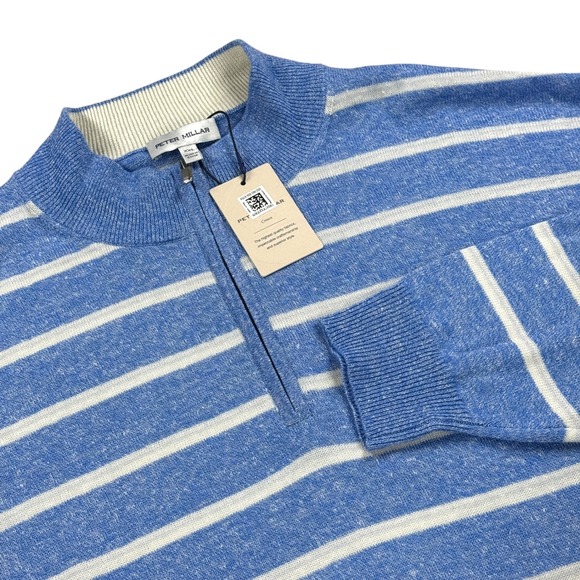 Peter Millar Crown Long Bay Merino Wool Linen Blend 1/4 Zip Sweater XXL 2X  $230 - Picture 1 of 11